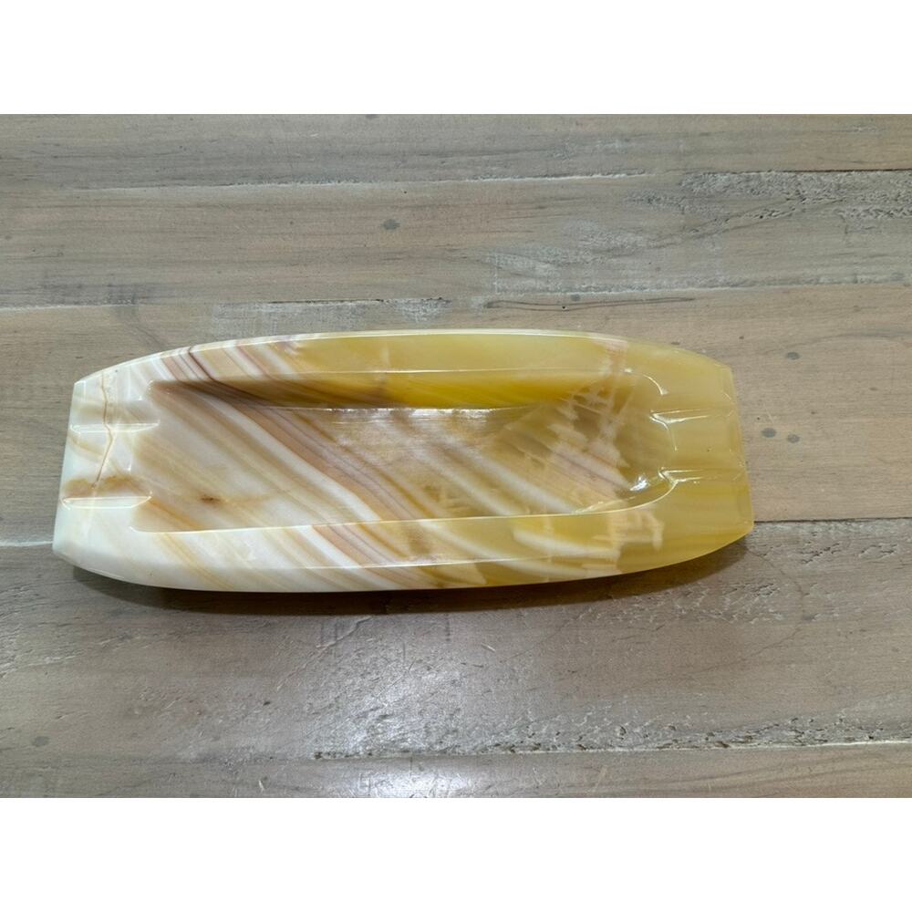 Vintage Italian Alabaster Marble Oblong Ashtray